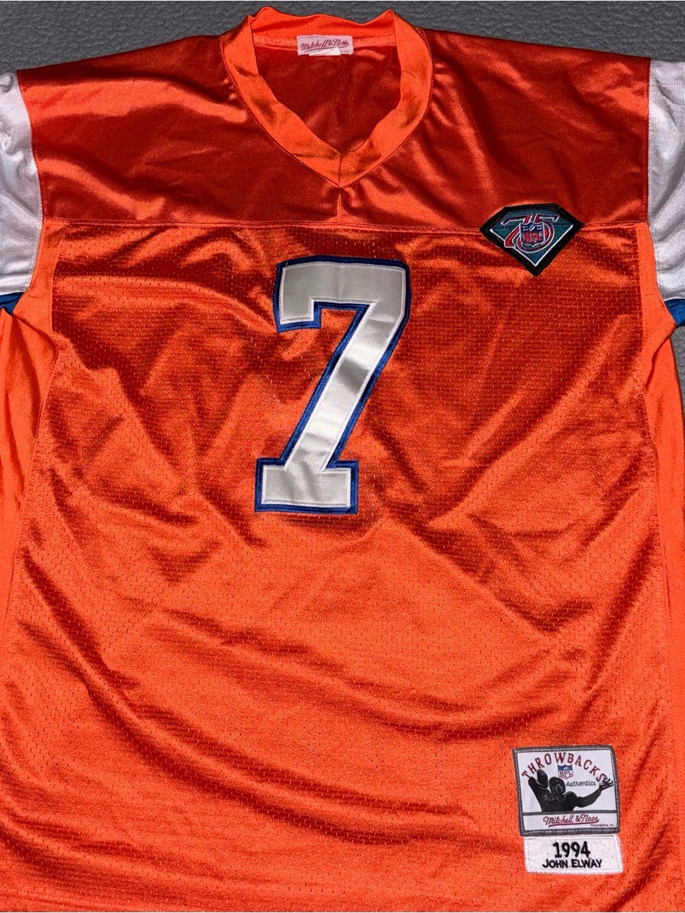 Mitchell & Ness Orange John Elway #7 Throwback Football Jersey